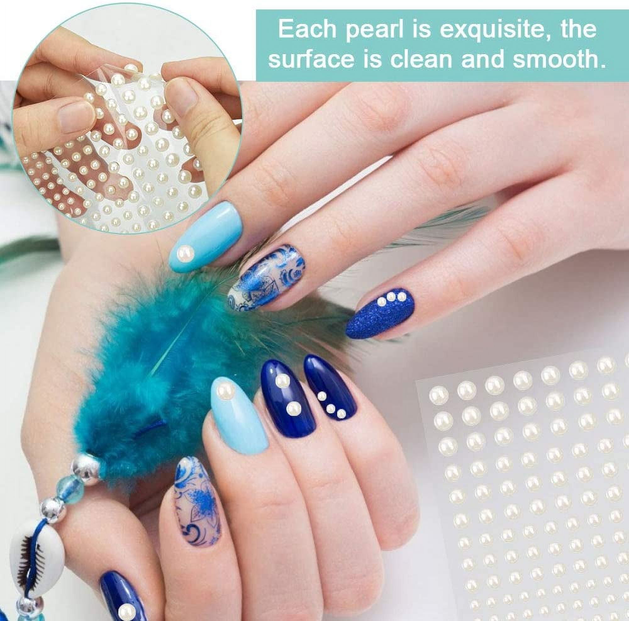 EXCEART 36 Sheets Fake Pearl Hair Pearls Stick on Pearl Flatback Beads  Pearl Nail Charms Face Pearl Nail Gems Pearl Loose Hair Diamonds Stick on  White