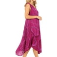 thumbnail image 4 of Sakkas Rocio Women's Sleeveless Caftan Beach Cover up Dress Casual Relaxed Tie dye - Fuchsia - One Size, 4 of 5