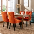 thumbnail image 3 of ODUSE-DAILY Orange Velvet Dining Chairs Set of 6, Kitchen & Dining Room Chairs, Sillas De Comedor, Nailheads Tufted, Fabric Upholstered, Solid Wood (Orange, 6 Pcs), 3 of 12