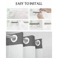 thumbnail image 5 of No Hook Shower Curtain with Snap-in Liner, Green Chevron Waterproof Fabric Bathroom Curtains, Geometric Grey Print Wavy Striped White Bath Curtains & Mesh Top Window 66"x72", 5 of 6