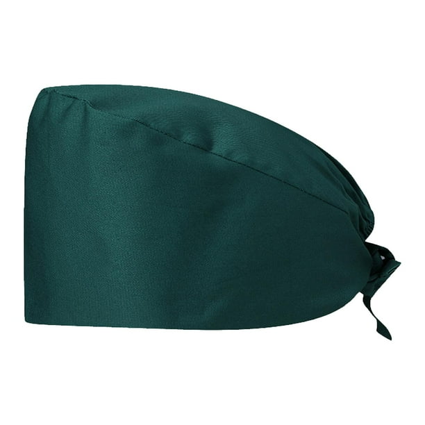 Gorro quirúrgico absorbente de sudor, ideal para enfermeras, centros de estética y spas. Verde oscuro