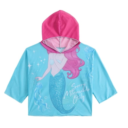 BOOMNY Toddler Baby Girls One Peice Swimsuits Long Sleeve Bathing Suit Cover Up for Kids Cartoon Graphic Lightweight Summer Vacation Beach Swimwear