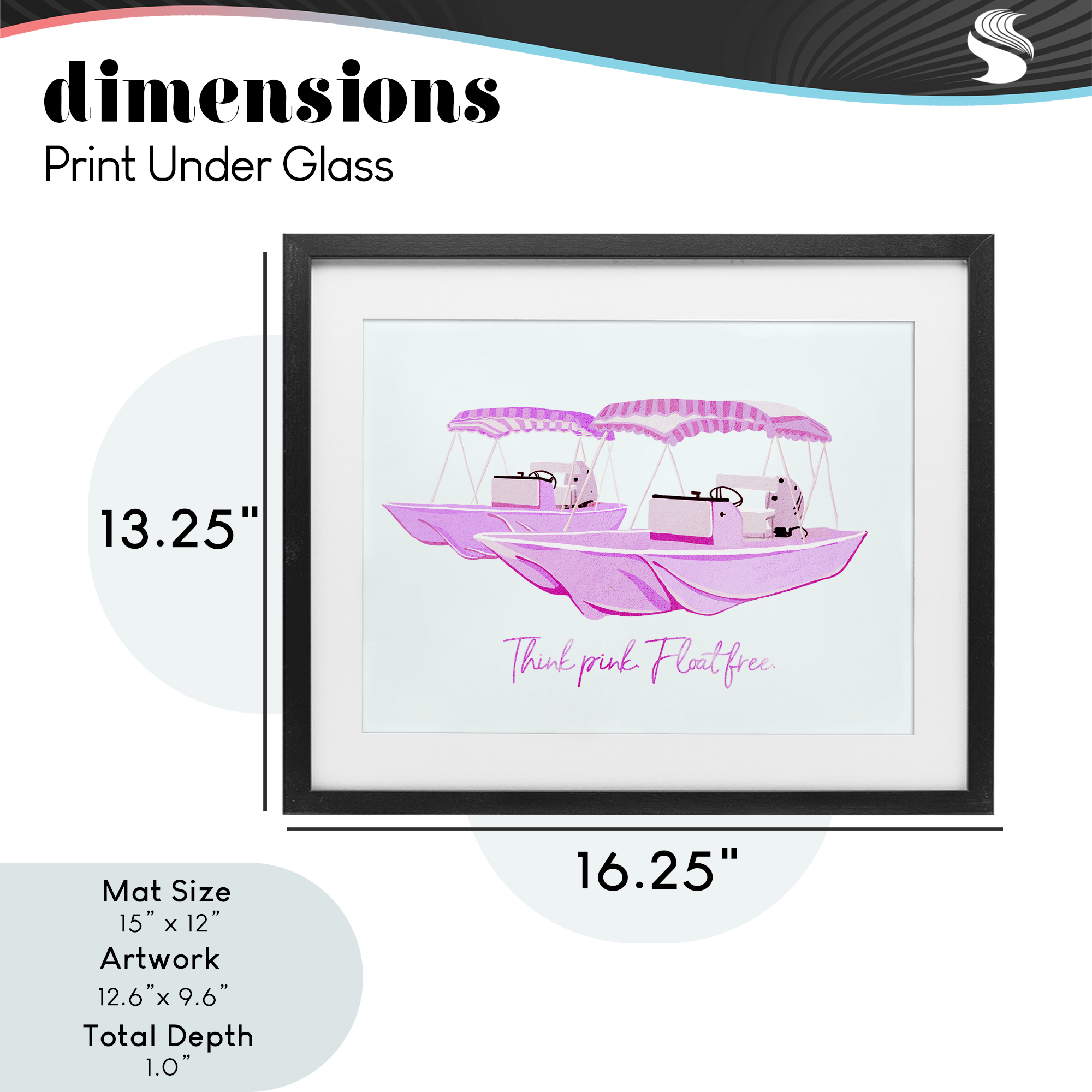 Think Pink Float Free Boats Black Framed Print Under Glass, design by Ziwei Li