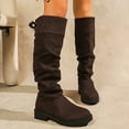 thumbnail image 2 of Rokment Slouchy Knee High Boots for Women Ladies Fall Winter Fashion Casual Suede Back Strappy Chunky Low Heel Wide Calf Tall Dress Boots Coffee Size 7, 2 of 7