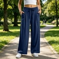 thumbnail image 2 of Njagoc3 Palazzo Pants for Women Casual Drawstring High Waisted Lounge Pants Fitted Wide Leg Trousers with Pockets, 2 of 6