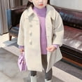 thumbnail image 6 of IROINNID Toddler Girls Dress Coat Jacket Kids Long Sleeve Button Trench Pocket Long Winter Peacoat Outerwear, 6 of 7