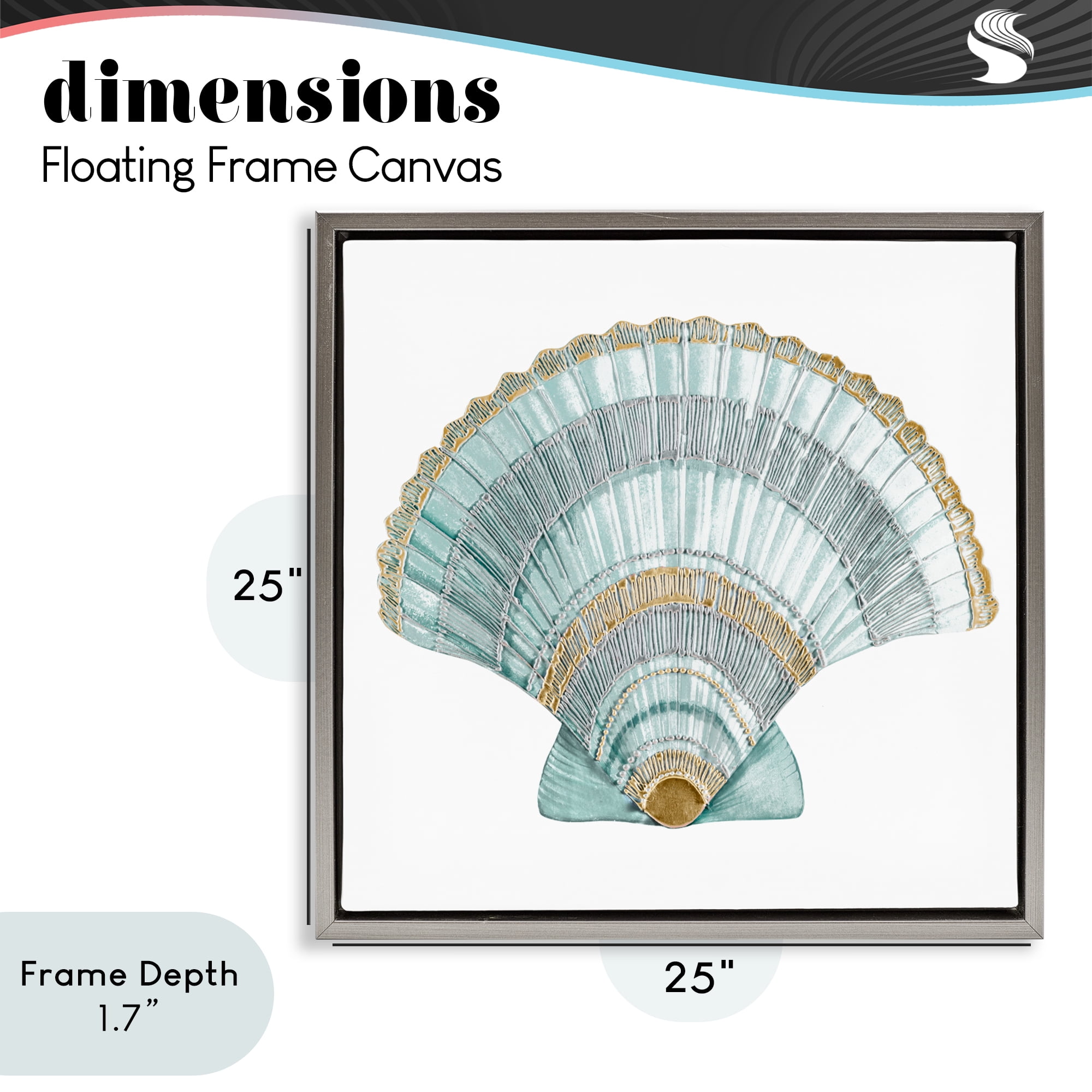 Stupell Industries Regal Shells Scallop Gray Framed Floater Canvas Wall Art, design by Lorenzo Collective
