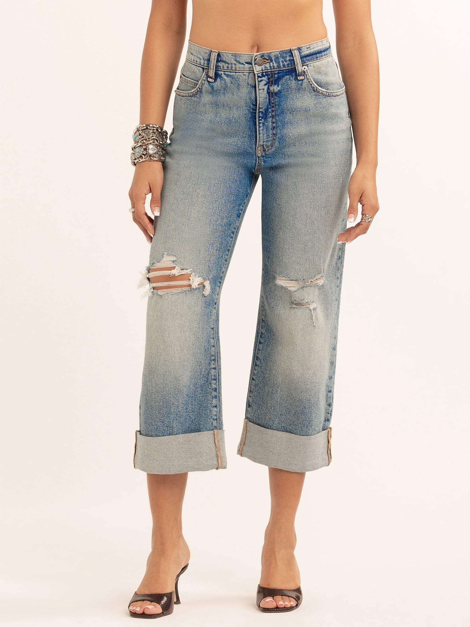 Jessica Simpson Women's Zinnia Wide Leg Boyfriend Jeans, Sizes 2-16