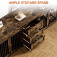 thumbnail image 4 of Wiilayok 94.5" Dog Crate Furniture for 2 Large Medium Dogs, Wooden Dog Kennel TV Stand with 3 Storage Drawers, 4 Bowls & Locks, Brown Indoor Dog House, 4 of 9