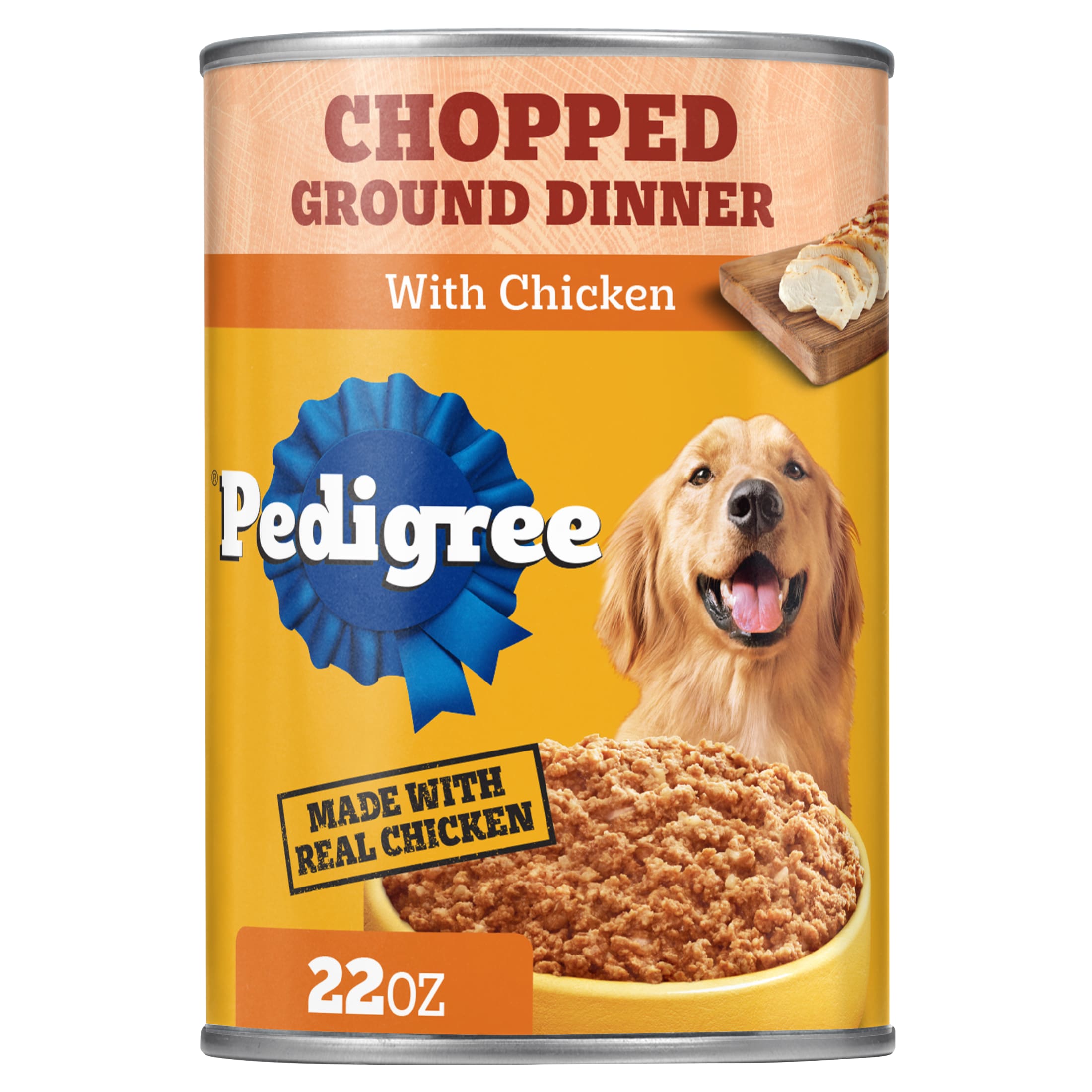 Pedigree Chopped Ground Dinner Wet Dog Food With Chicken, Canned Dog Food, 22 oz. Can