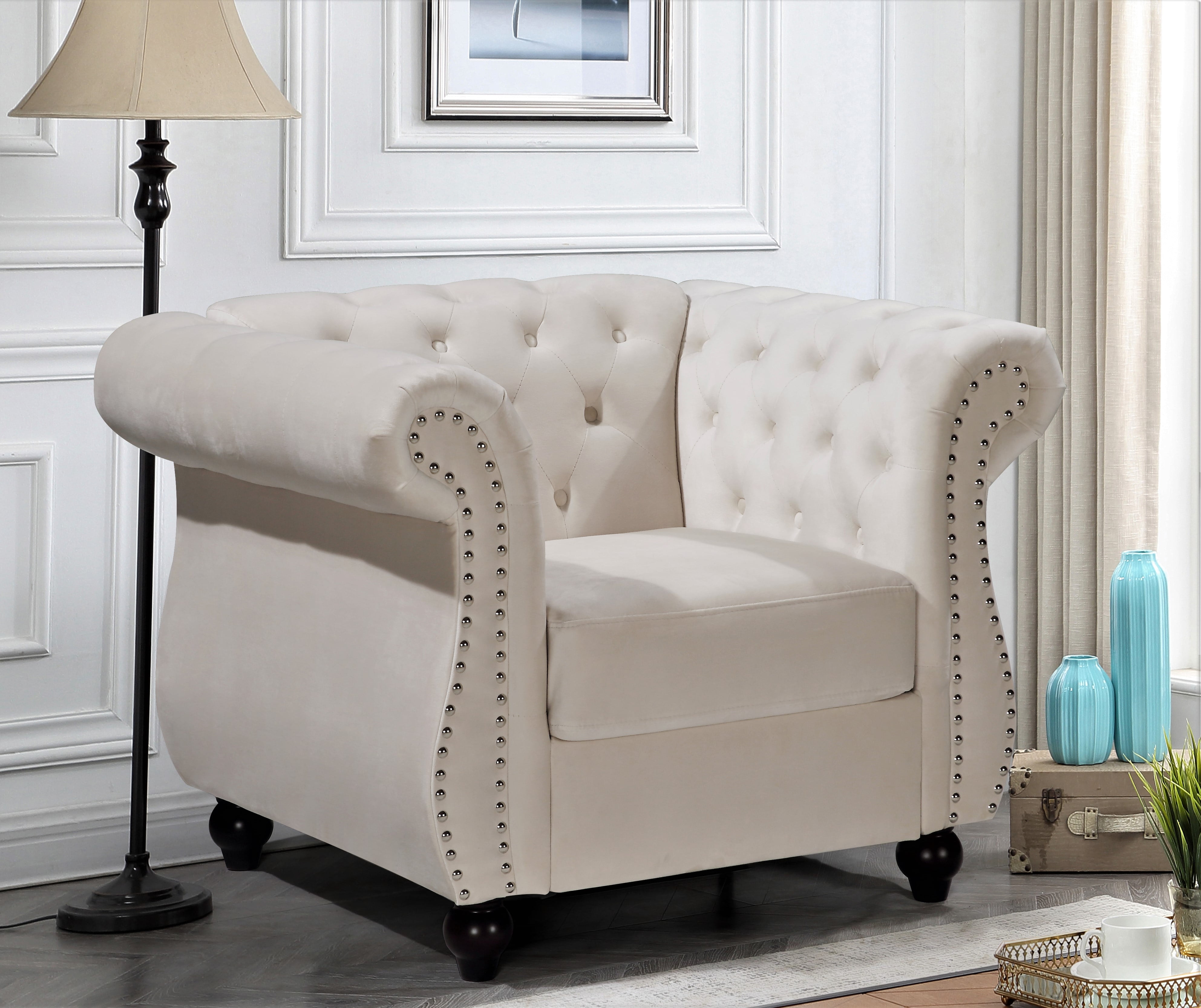 Fender 40.6'' Wide Tufted Velvet Chesterfield Chair