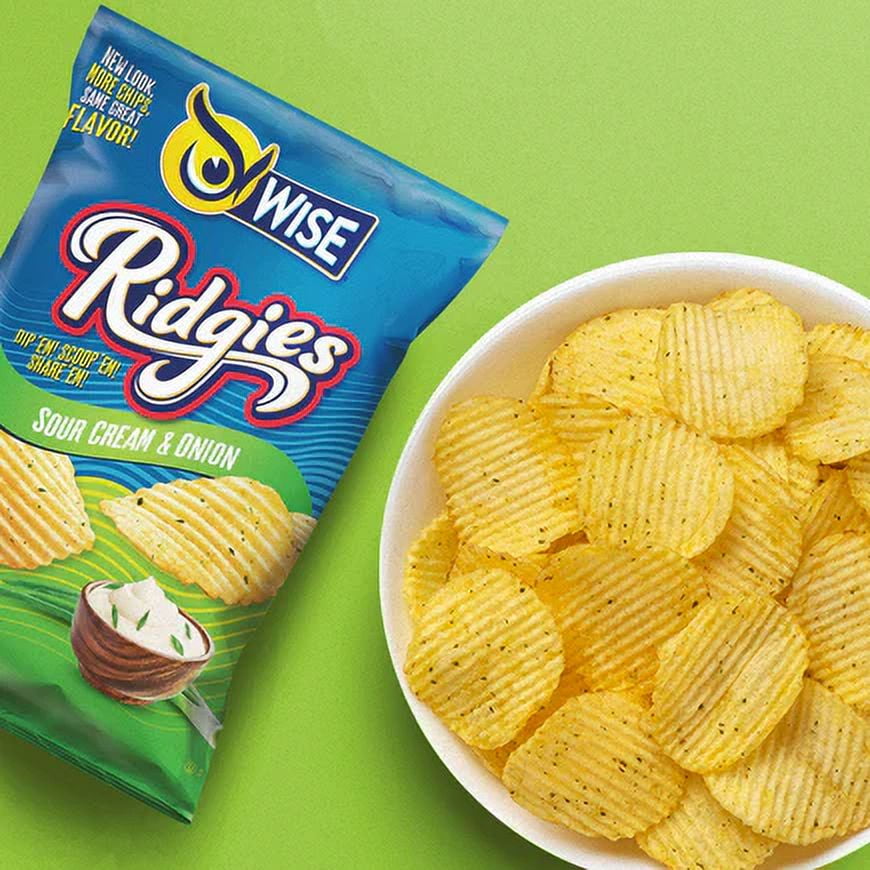 Wise Ridgies Sour Cream & Onion Ridged Potato Chips, 3-Pack 7.5 oz. Bags