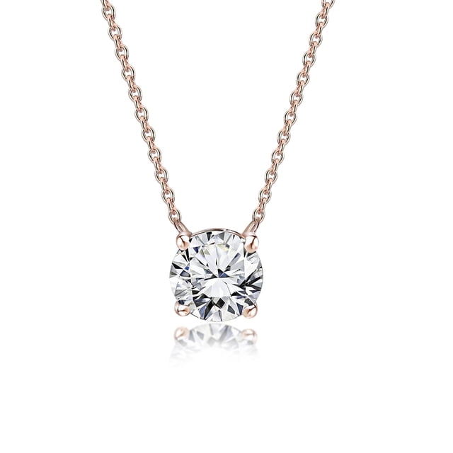 JeenMata Hermoso Colgante de Solitario de Moissanita de Corte Redondo de 1 Quilate con Piedra Natal de Abril en Oro Rosa de 18 K sobre Plata, para Mujer y Adulto