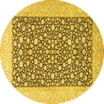 thumbnail image 1 of Ahgly Company Machine Washable Indoor Round Persian Yellow Traditional Area Rugs, 7' Round, 1 of 4