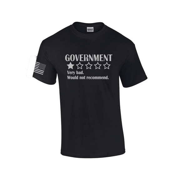 American Government Very Bad Would Not Recommend Stars Funny American Flag Sleeve Mens Short Sleeve T-shirt Graphic Tee-Black-small