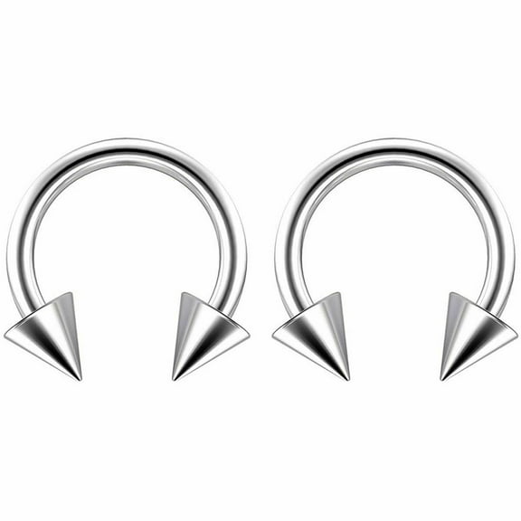 Pair of 2 Circular Horseshoe Barbells Surgical Steel for Eyebrow, Septum, Tragus, Cartilage and More 16g 3mm Cone Choose Your Size