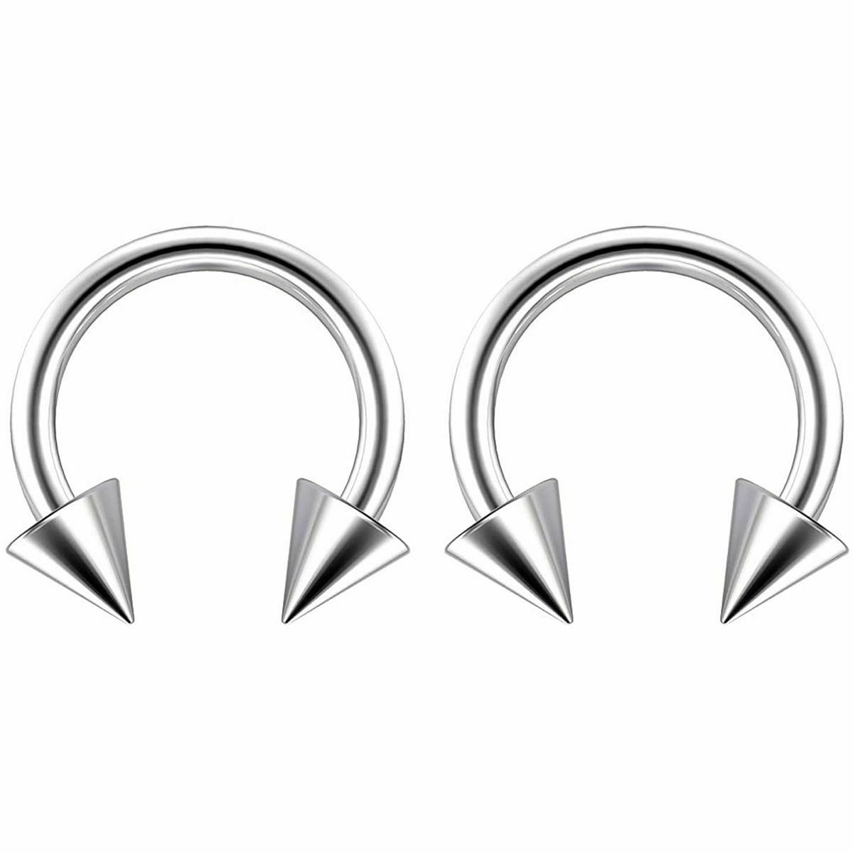 Pair of 2 Circular Horseshoe Barbells Surgical Steel for Eyebrow, Septum, Tragus, Cartilage and More 16g 3mm Cone Choose Your Size