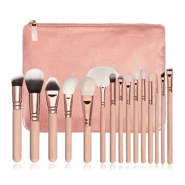 Professional Makeup Brushes - 15 Pieces - Pink
