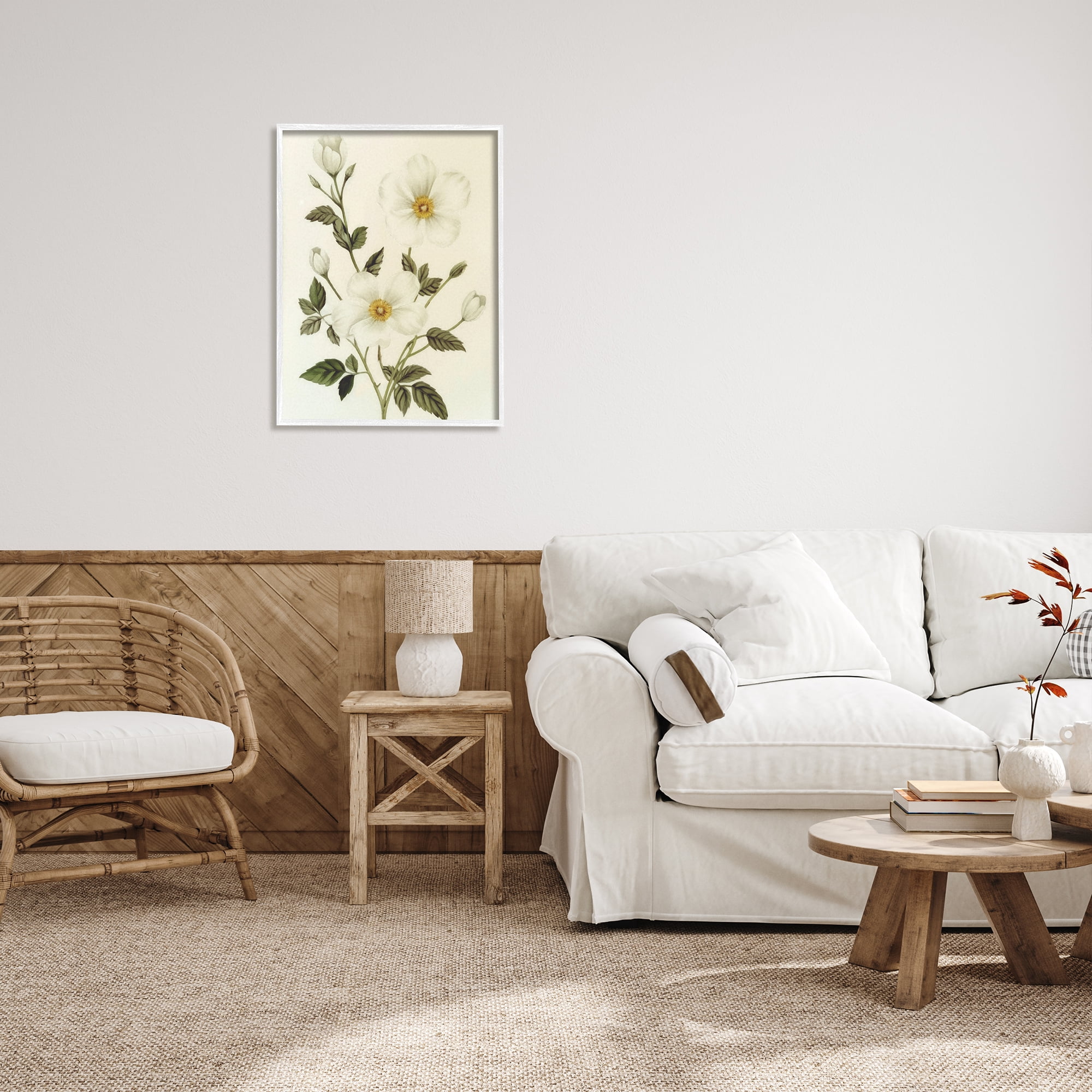 Stupell Industries Vintage Apple Blossoms Botanical & Floral Painting White Framed Art Print Wall Art, 24 x 30