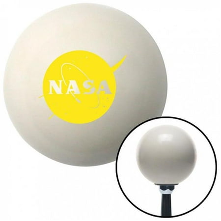 American Shifter Yellow Nasa Logo Circle Ivory Shift Knob with M16 x 1.5 Insert Shifter Auto Manual Brody