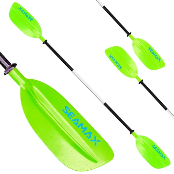 Seamax Marine Kayak Paddle Blade, 1.6 Lbs Light Weight Aluminum Shaft with 3 Adjustable Angle, 14” Ultra Long Hand Grip & Overall Length 85.5”/220cm - Lime Green…