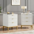 thumbnail image 4 of Tribesigns Modern 3-Drawer Nightstand, 25.8" Small Bedside Table with Storage Drawers and Gold Legs for Bedroom, White, 4 of 7