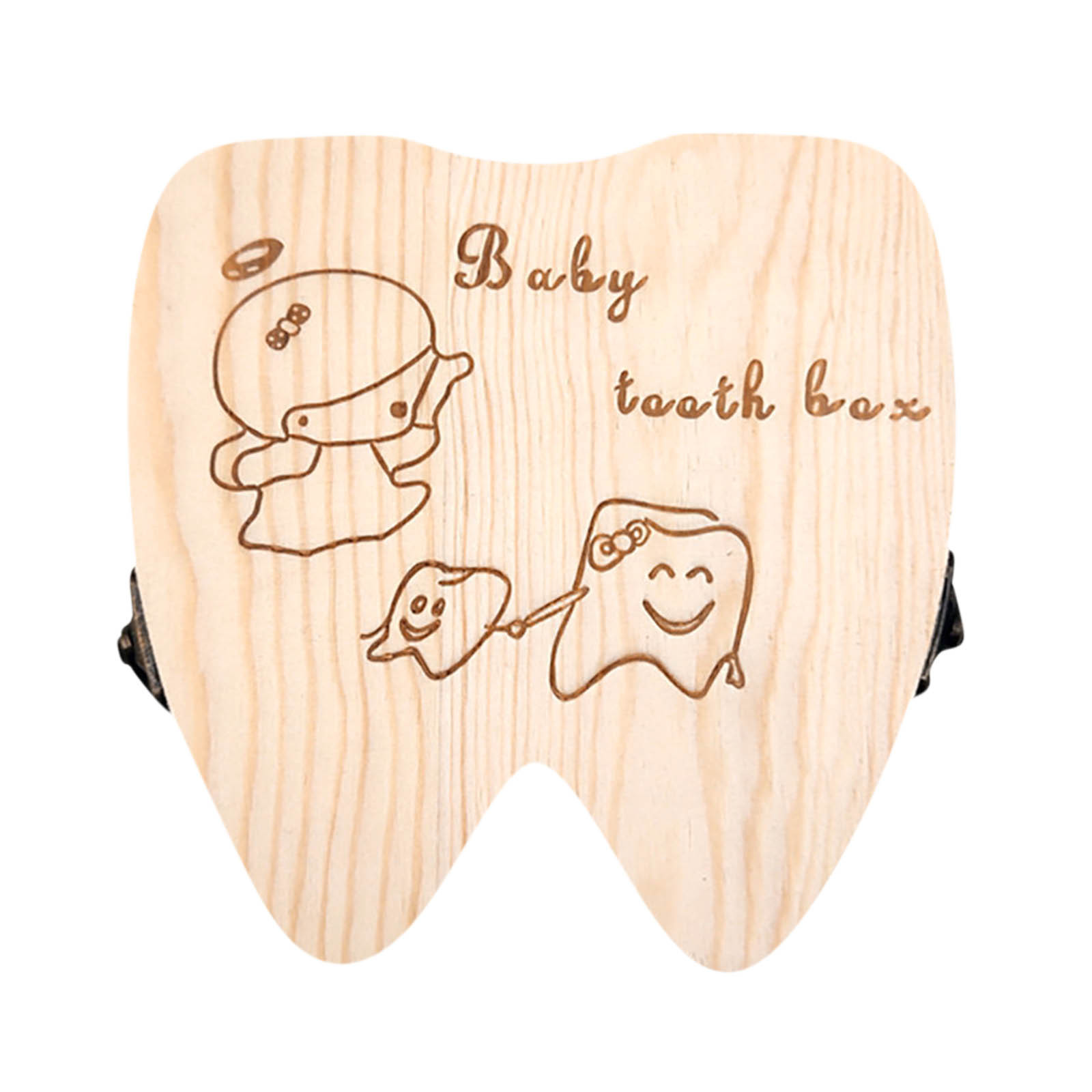 LICHENG Baby Teeth Keepsake Box Tooth FairyHolder Wooden First Lost
