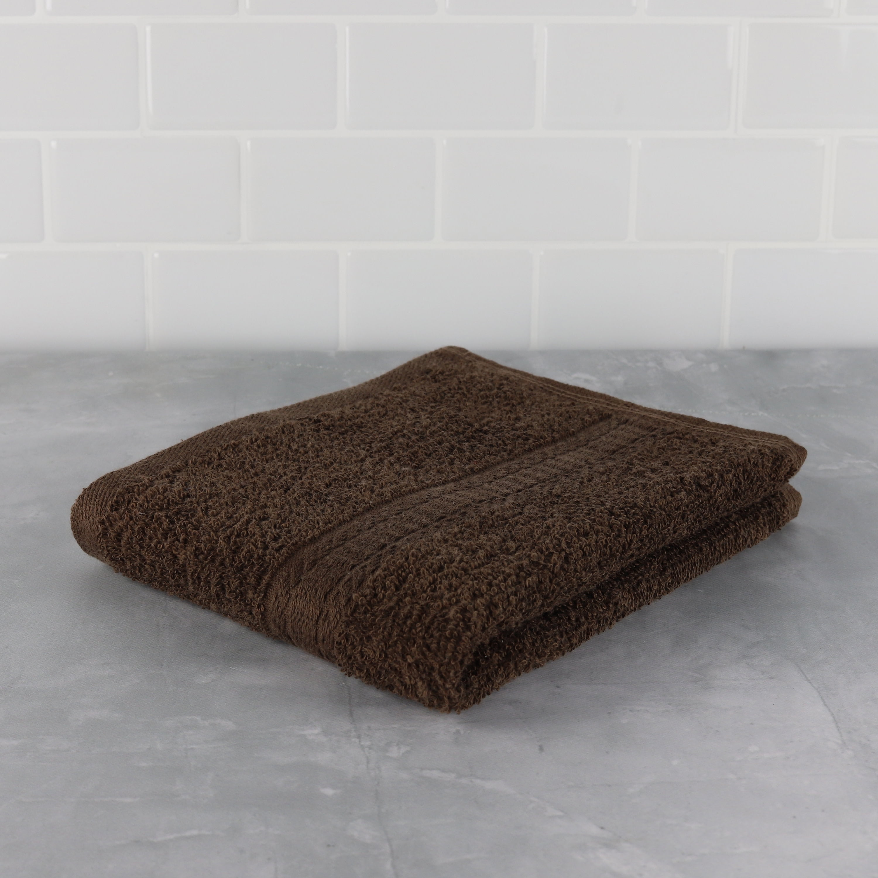 Mainstays Basic Single, Solid Brown Hand Towel 16" x 26" Walmart