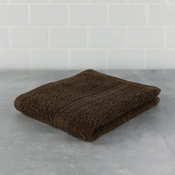 Mainstays Basic Single, Solid Brown Hand Towel 16" x 26" Walmart