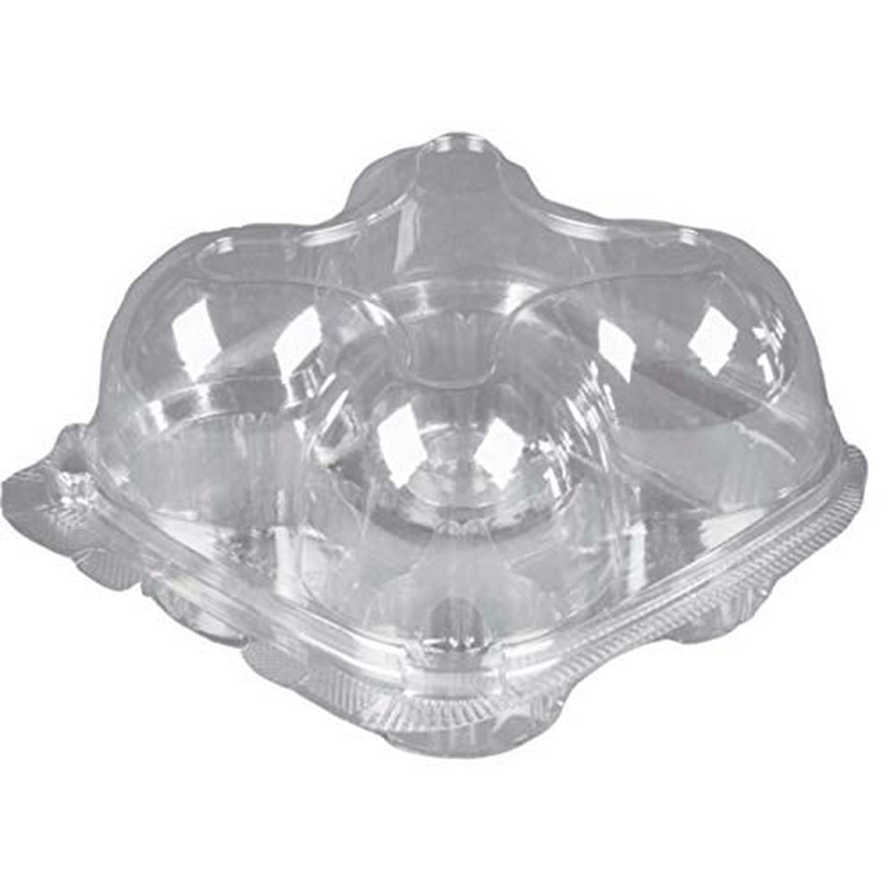 Disposable Cupcake Tray Plastic Clear Hinged High Dome Container with