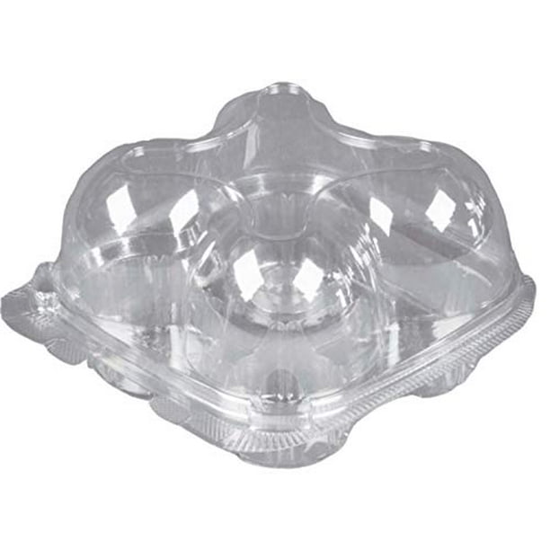 Disposable Cupcake Tray Plastic Clear Hinged High Dome Container with