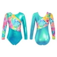 thumbnail image 3 of Doomiva Kids Girls Shiny Metallic Ballet Dance Leotard Long Sleeve Gymnastics Yoga Bodysuit Biketard Colorful Tie Dye 10, 3 of 4