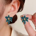 thumbnail image 3 of SmartBy 1 Pair Stud Earrings Retro Style Colorful Enamel Flower Shape Ear Studs Shiny Personalized Earrings Jewelry Gift, 3 of 7