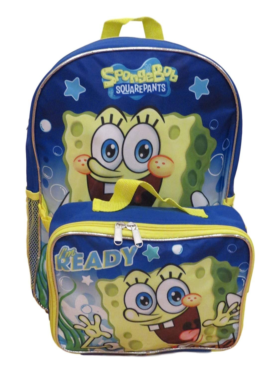 Spongebob Backpack with Lunch Box Set - Bundle with Spongebob SquarePants Backpack for Kids, Spongebob Lunch Box, Stickers, Stationery, Water Bottle