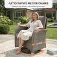 thumbnail image 4 of Patiobula Patio Furniture Set with Propane Fire Pit Table, 7 Pieces Outdoor Sectional Couch, Gray Wicker Rattan Conversation Loveseat Glider with Swivel Chair Ottomans for Backyard Deck, Gray, 4 of 15