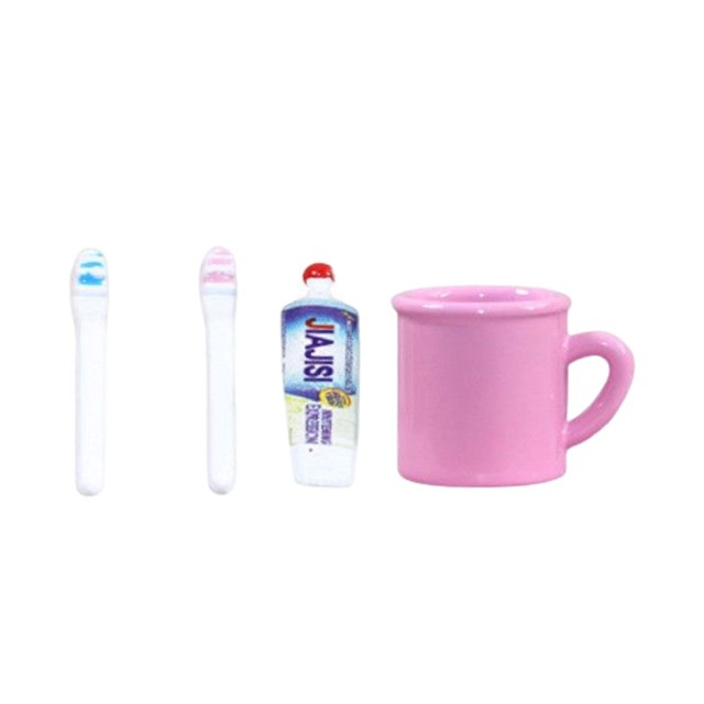 Accesorios de baño para Juego de baño para para muebles artesanales Rosado Zulema Cepillo de dientes en miniatura