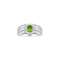 thumbnail image 1 of RYLOS Men's Rings Sterling Silver Classic 7X5MM Oval Gemstone & Diamond Ring Peridot August Birthstone Rings For Men, Silver Rings, Size 8, 1 of 7