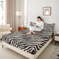 thumbnail image 4 of Homewish Teens Female Men Women Zebra Print 4 Pieces Queen Sheet Sets,Jungle Animal Stripes Ultra Soft Flat Sheet,Woodland Wildlife Print Queen Fitted Sheet,Lightweight Room Decor, 4 of 7