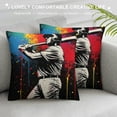 thumbnail image 3 of Shangniulu Black Baseball Styles Square Throw Pillow Covers, Cool Sports Style Pillowcase with Zipper, Cushion Covers with Baseball Man Pattern Printed for Sofa Couch Chair, 3 of 5