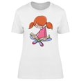 thumbnail image 1 of Adorable Girl Reading Cartoon Tee Women's -Image by Shutterstock, 1 of 2