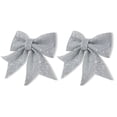 thumbnail image 1 of Feliz Navidad Bowknot Adornos Guirnalda Lentejuelas Arte Decoración Presente Festival Fiesta Decoración Suministros Puerta interior Plata 2 uds Inevent HA009000-02B, 1 of 7