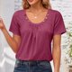 thumbnail image 1 of Fiudx Ofertas Flash Del Día Solo En Línea Camiseta Holgada de Color Sólido Plisada con Cuello de Botón de Primavera/Verano para Mujer, 1 of 6