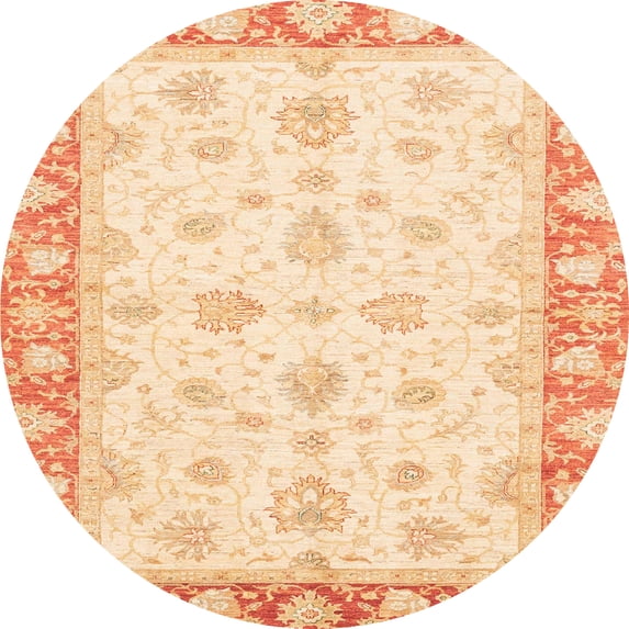 Ahgly Company Machine Washable Indoor Round Abstract Sun Yellow Area Rugs, 4' Round