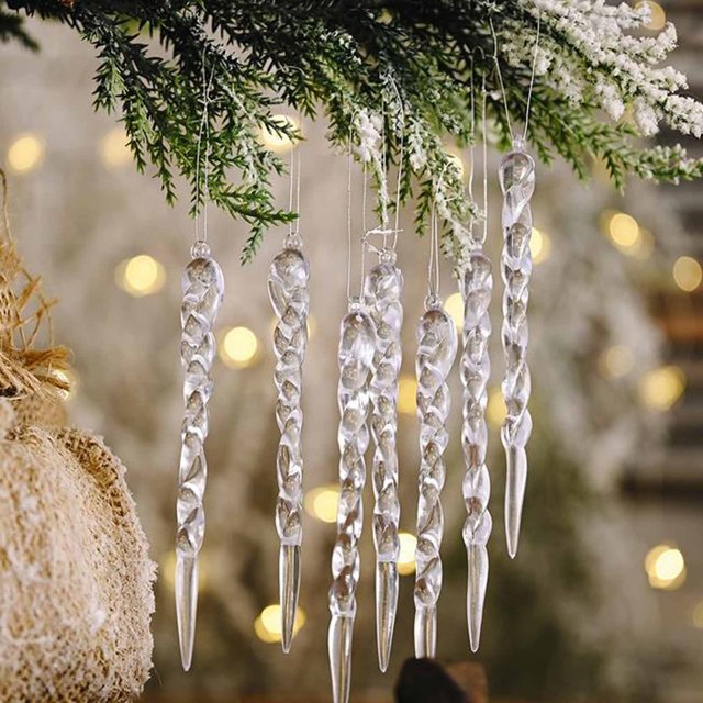 Decoración colgante de carámbano transparente creativo de Navidad 12 piezas / bolsa Wmkox8yii gf11827