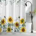 thumbnail image 2 of Yellow Sunflower Floral Fabric Shower Curtain Green Eucalyptus Leaves Washable Shower Curtains for Bathroom, Waterproof Bath Curtain with Hooks Home Decor 36x72in, 2 of 8