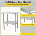 thumbnail image 2 of Table de Travail en Acier Inoxydable - Établi de Préparation de Cuisine Robuste, Table de Travail Commerciale Certifiée NSF avec Tablette Inférieure Réglable, Table de Préparation des Aliments pour Hôtel, Garage, Restaurant, Maison - 30 x 24 Pouces, 2 of 8