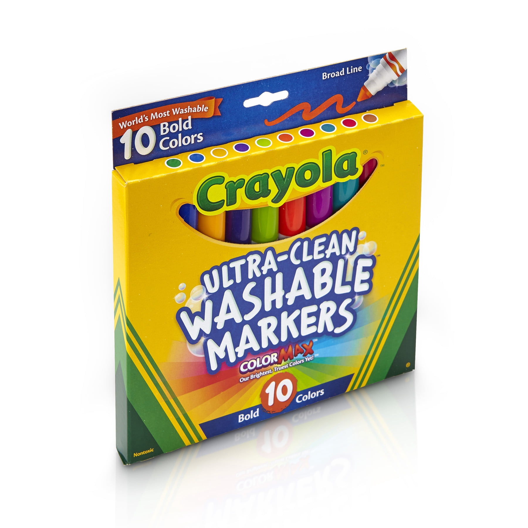 Crayola Ultra-Clean Washable Bold, Broad Line, Color Max Markers, 10 Per Pack, 6 Packs