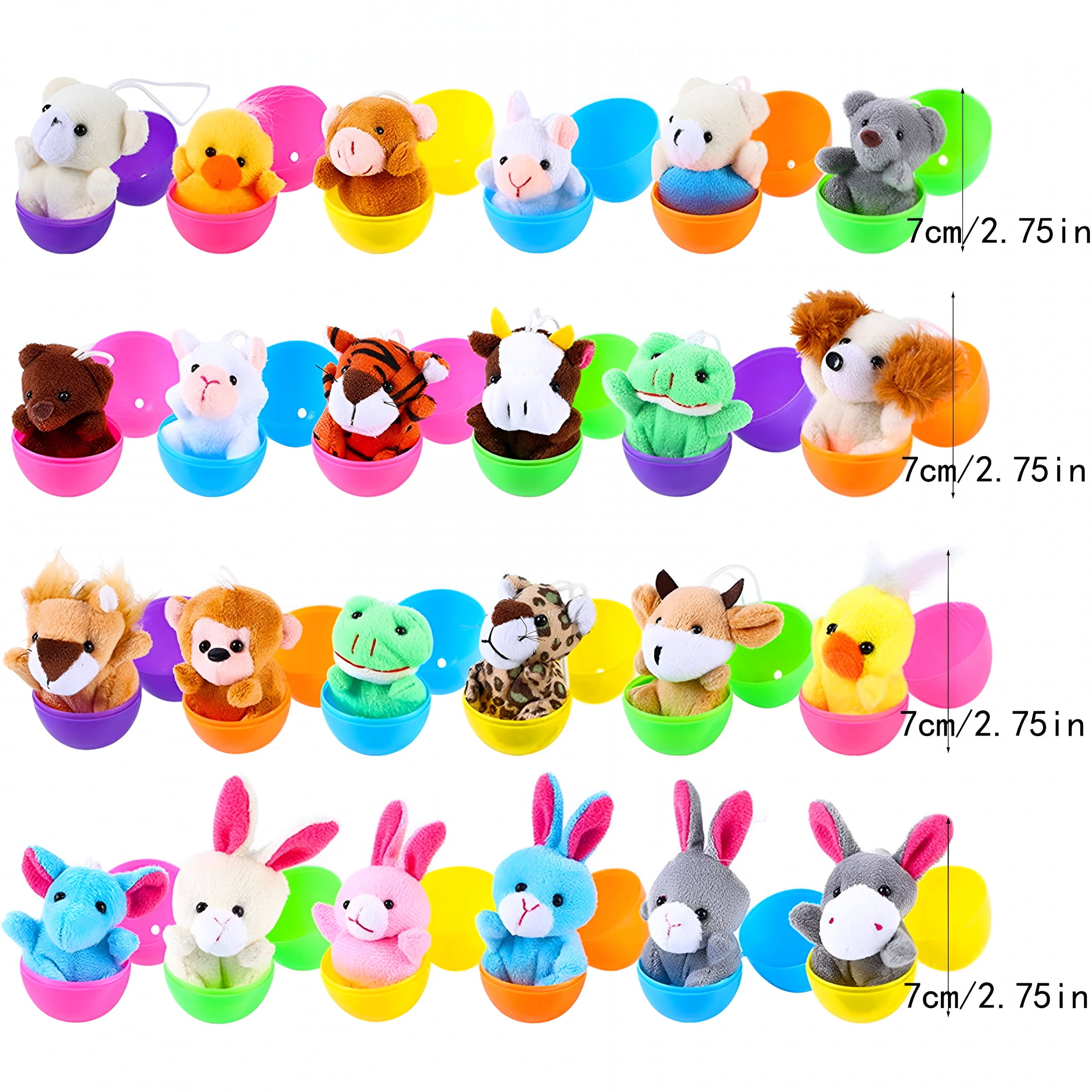BESTSKY 24 PCS Prefilled Easter Eggs Filled with Mini Plush Toy for Kids Toddler Easter Basket Stuffers Fillers Bunny Dolls Kids Easter Classroom Prize,Easter Party Favor,Eggs for Easter Egg Hun