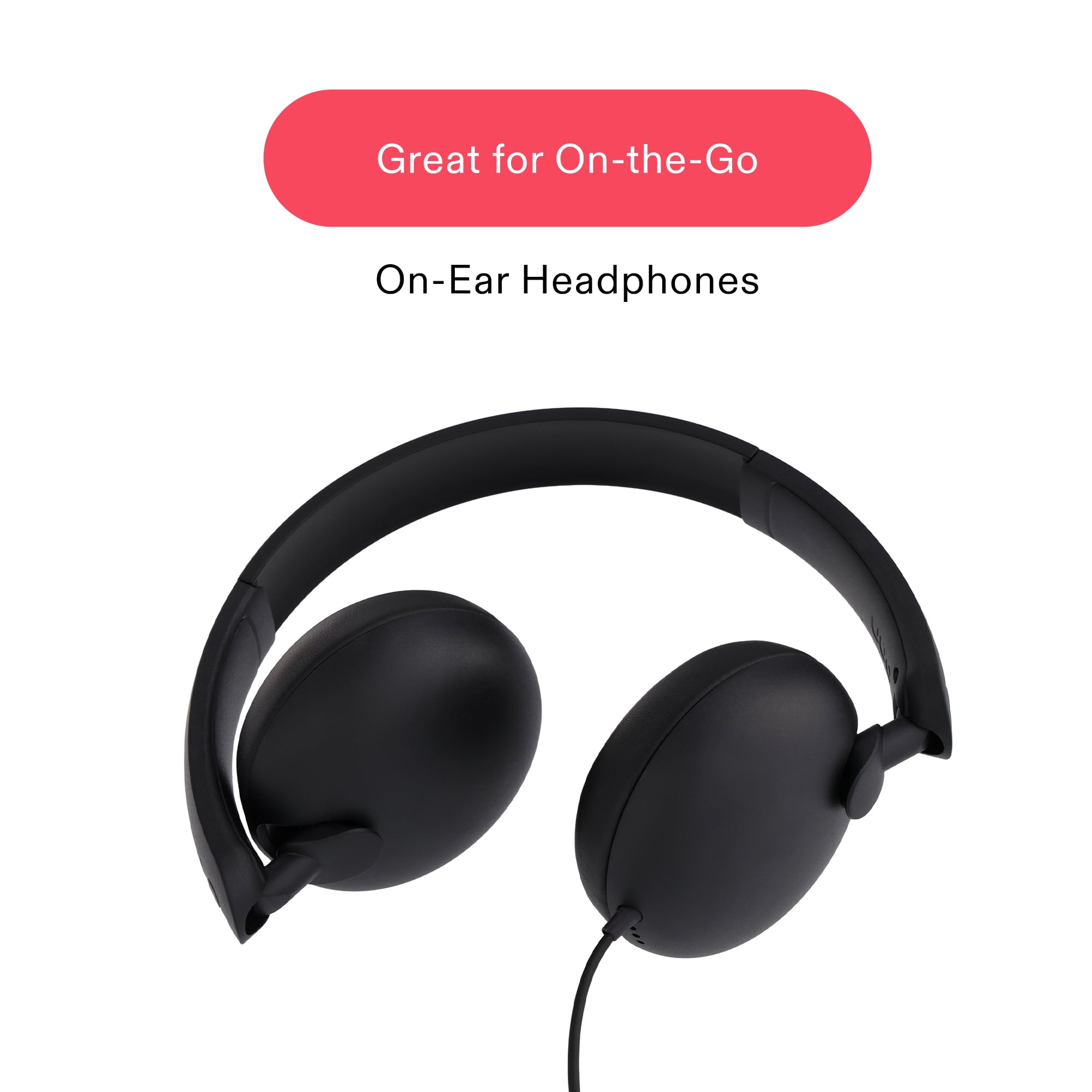 onn On-Ear Headphones, Black
