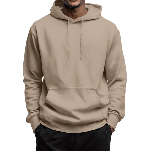 Godokuleh Oversized Hooded Sweatshirt Men Lightweight Streetwear Plain Hoodie Fleece Pullover Sweater with Pockets Camel L